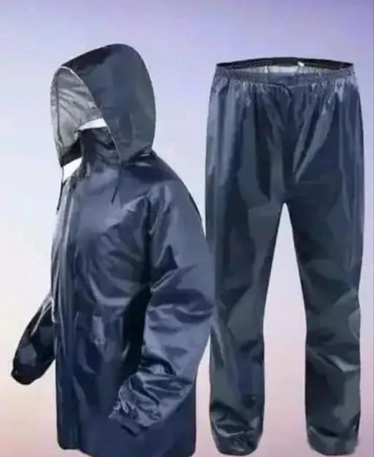 Polyester Solid Rainsuit for Men (Black, XL)