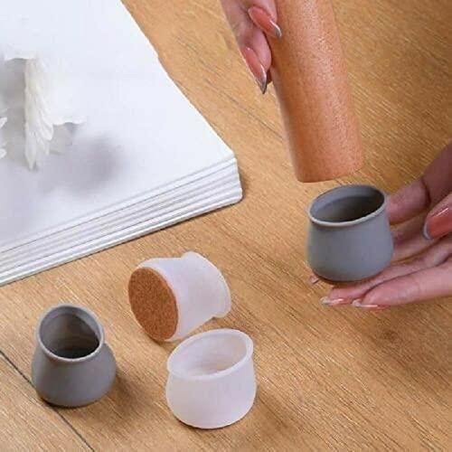 Set of four assorted color rubber chair leg caps for furniture protection, designed to fit various chair legs.