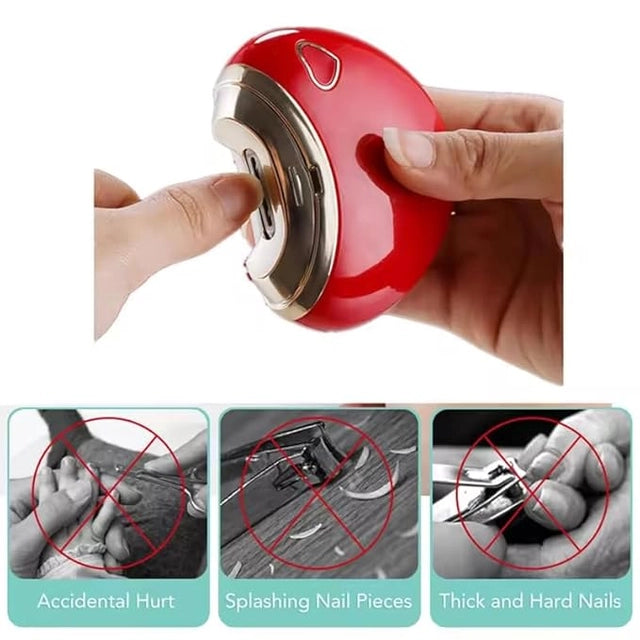 Electric automatic nail clipper with built-in light and two speeds, designed for precise and easy nail trimming.