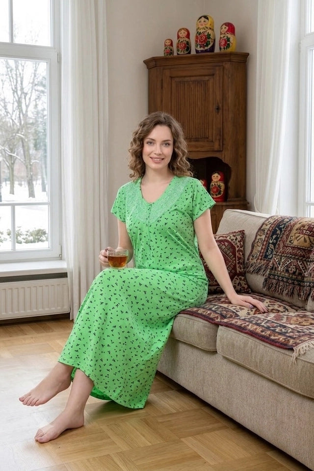 Printed cotton nighty for women, soft and comfortable women's salwar dress with floral pattern, ideal for daily wear.
