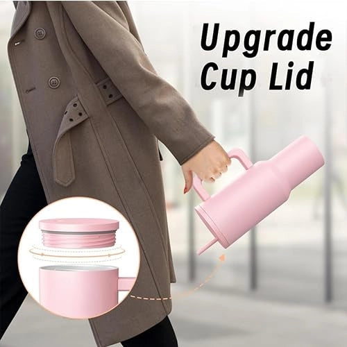 Stainless steel insulated tumbler with 1200 ml capacity, featuring a sleek design and spill-proof lid for water bottles.