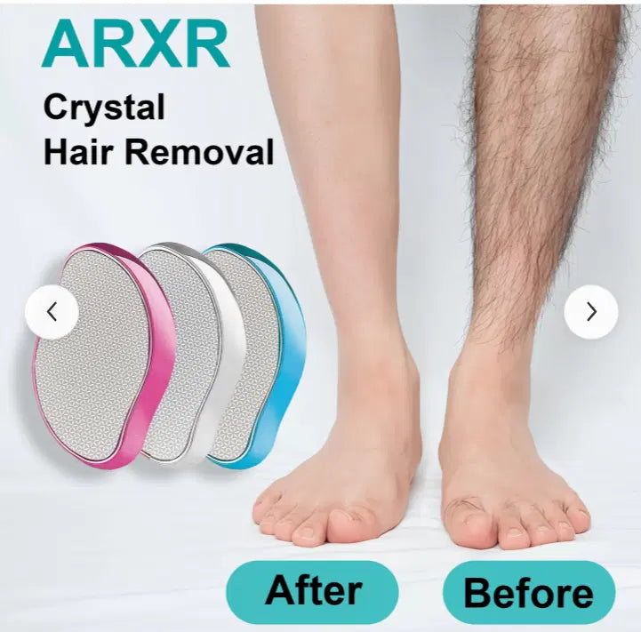Reusable crystal hair eraser for women and men, 4485 brand, shown as a sleek, clear hair removal tool in a pack of two.