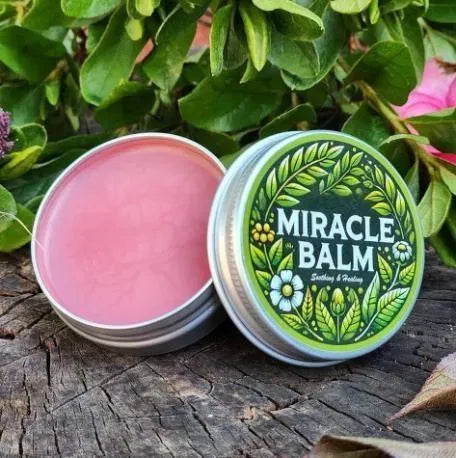 Herbal Miracle Balm lip balm by 31092 with natural herbal ingredients, softening and soothing lips in a small, round container.