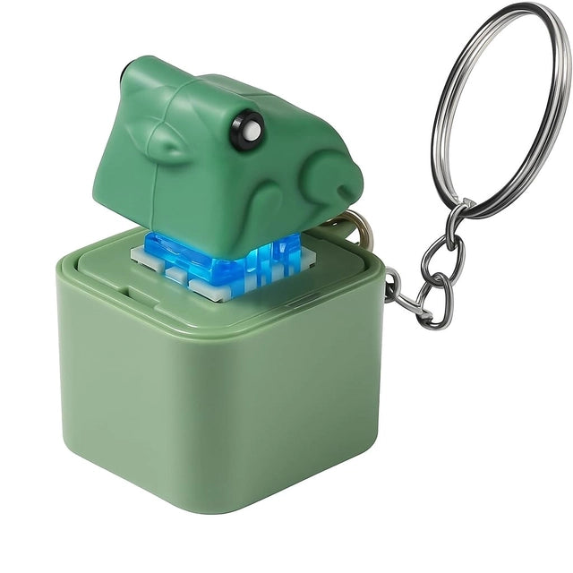 Colorful frog croaking sound LED light keychain, finger toy with sound effects and bright LED illumination, compact keychain accessory.