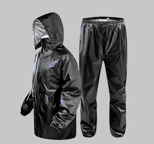 Polyester Solid Rainsuit for Men (Black, XL)