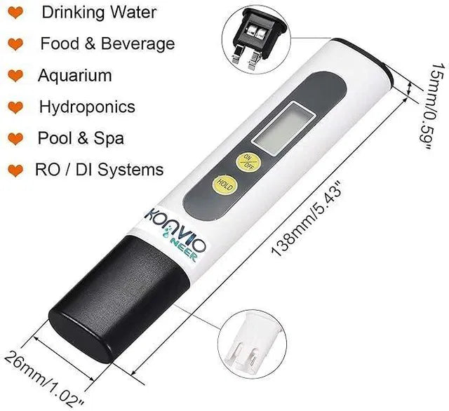 Water TDS Meter Tester from 13162, outdoor thermometer and meteorological instrument, showing digital display and probe for water testing.