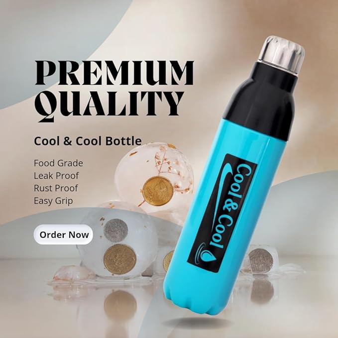 Plastic insulated water bottle, 1000 ml capacity, Drpshippr brand, with a sleek design and cool appearance for hydration.