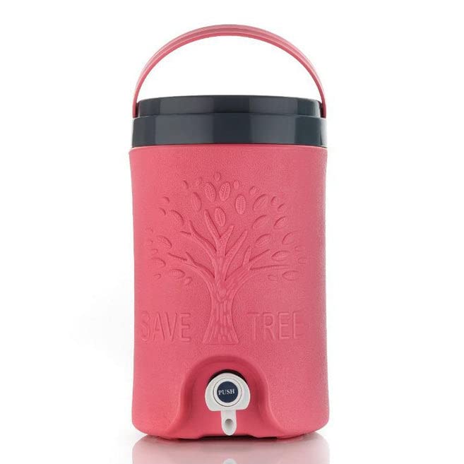 Plastic insulated water jug by Drpshippr, 5 liters, ideal for travel, keeps water cool, perfect for home and outdoor use.