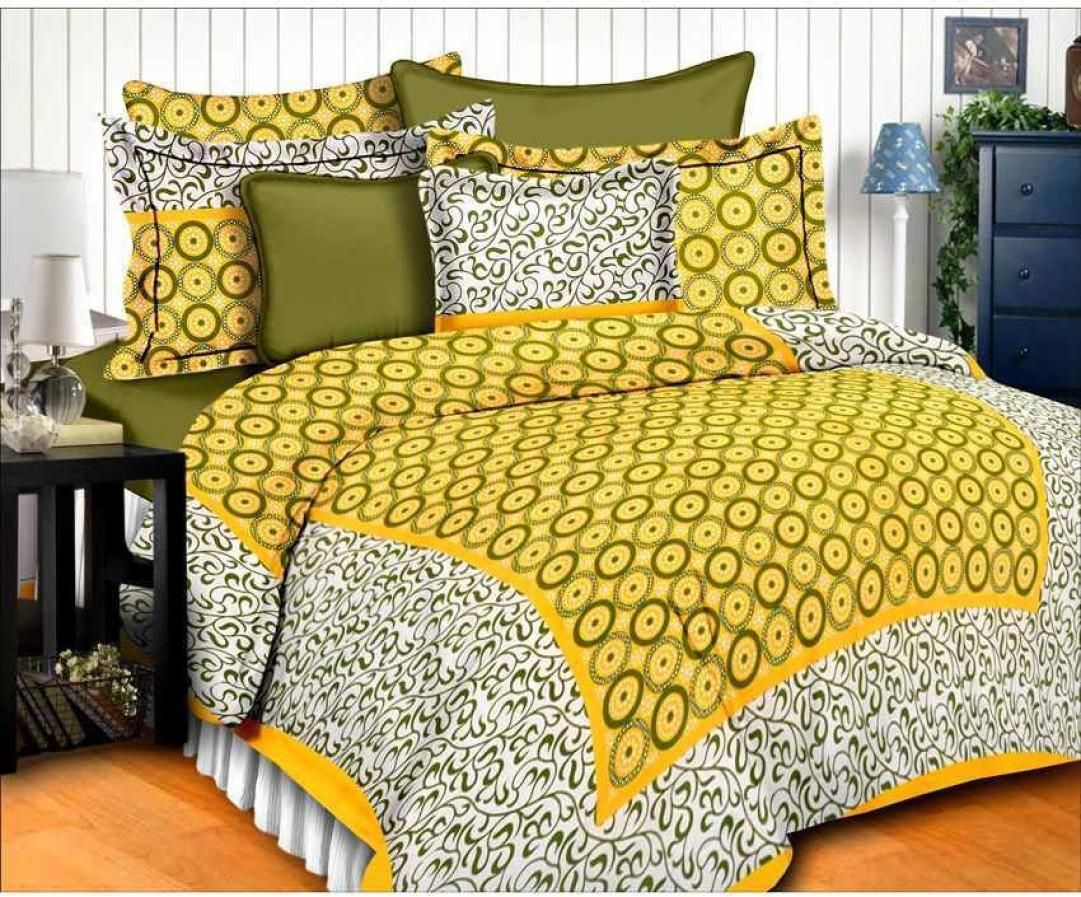 Cotton printed double bedsheet from Drpshippr with colorful floral design, soft fabric, and vibrant pattern for bedroom decor