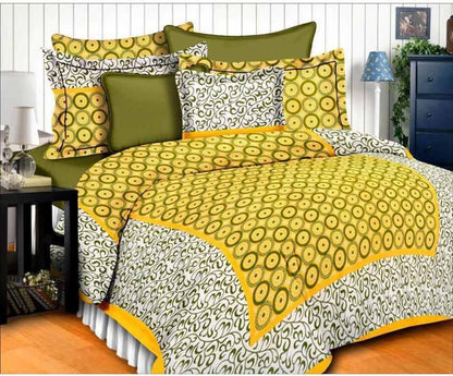Cotton printed double bedsheet from Drpshippr featuring colorful floral and geometric patterns on soft fabric.