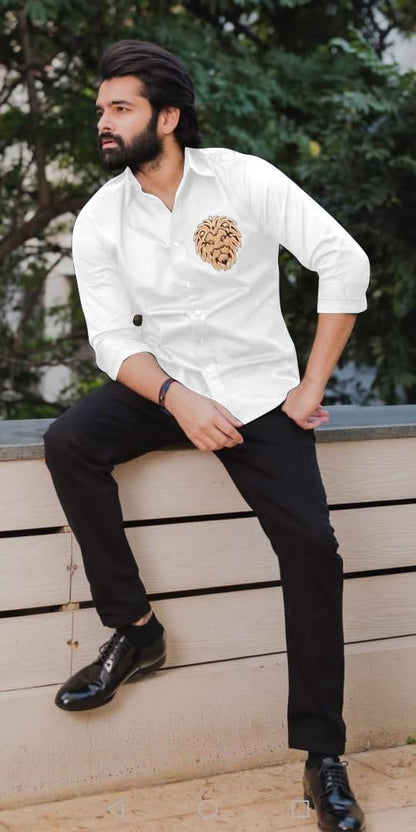 Cotton printed men's casual shirt with full sleeves, regular fit from Drpshippr Men's Collection, featuring colorful print design.