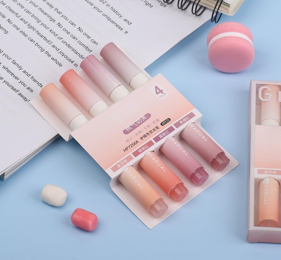 Set of four pastel highlighters by Drpshippr, featuring cute, colorful marker pens for office and stationery use.