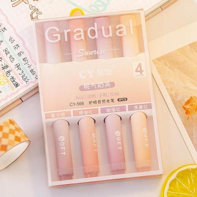 Set of four pastel highlighters by Drpshippr, featuring cute design and vibrant colors for office and stationery use.