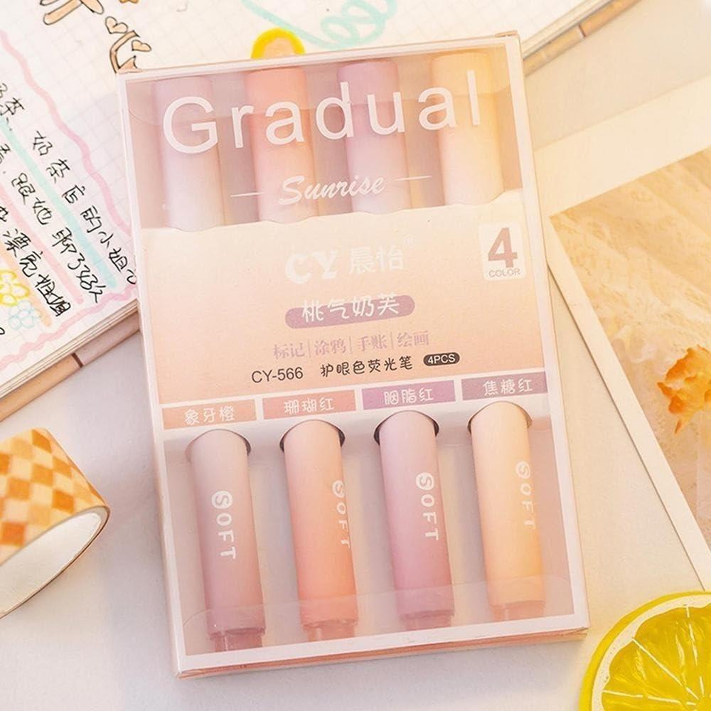 Set of four pastel highlighter pens by Drpshippr with cute, colorful design for office and stationery use.