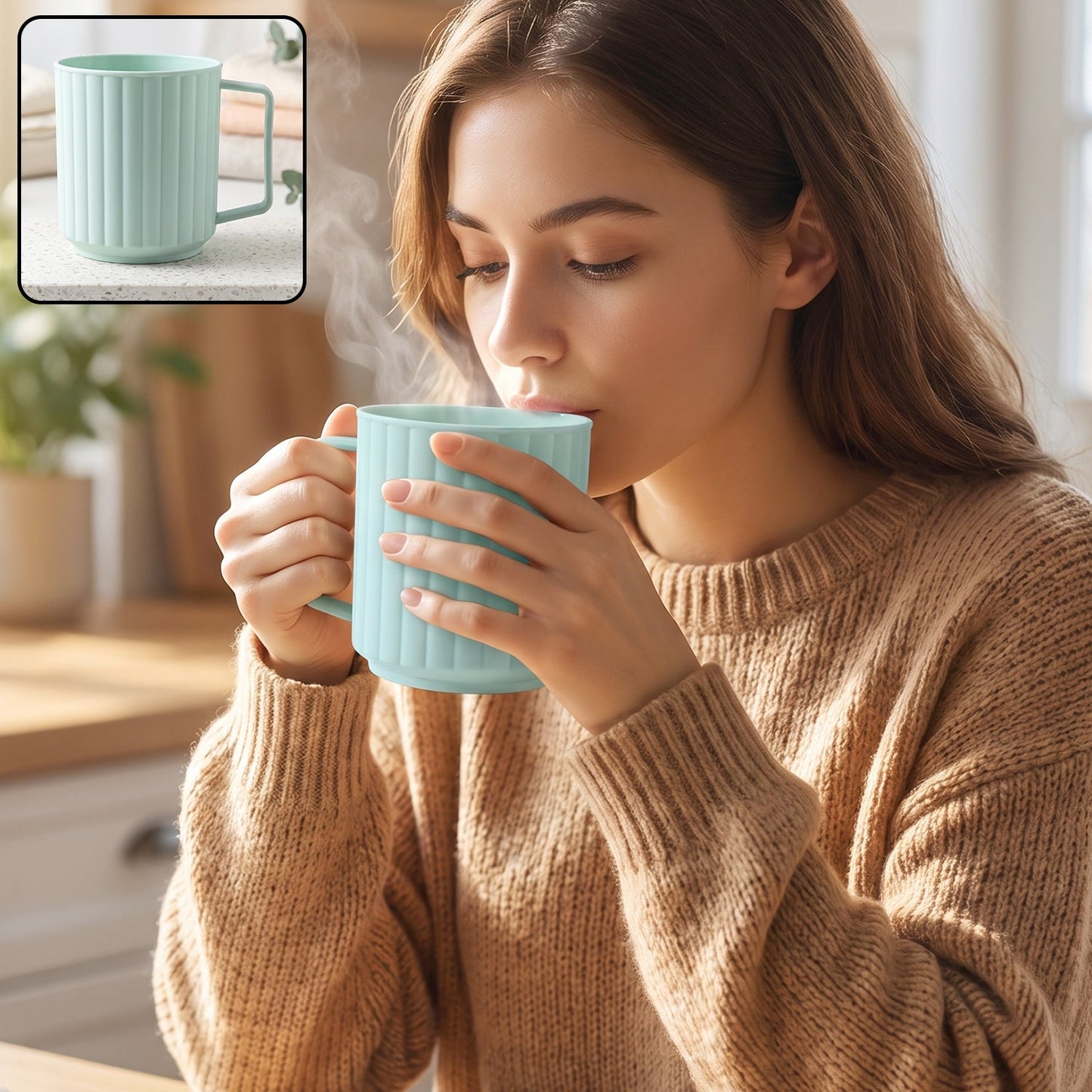 Unbreakable Plastic Drinking Mug With Handle For Coffee Tea And Milk (1 Pc)