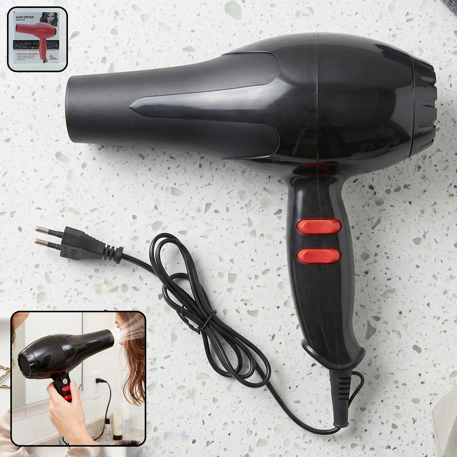 Wukusy portable compact hair dryer with hot and cold air settings, shown on a white background.