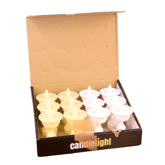 Set Of 12 White Water Sensor Led Diyas