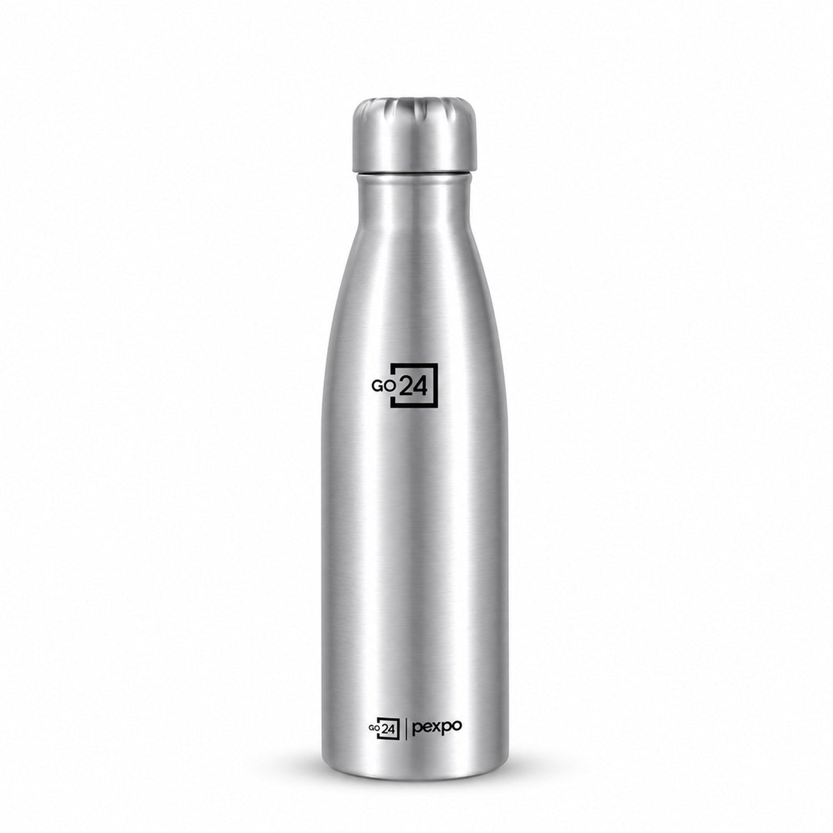Wukusy stainless steel water bottle with screw cap, 1000ml capacity, suitable for office and travel, with a sleek silver finish