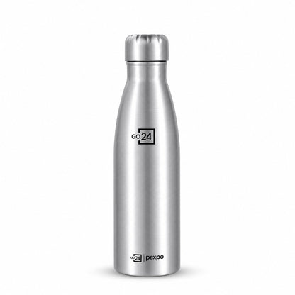 Wukusy stainless steel water bottle with screw cap, 1000ml capacity, suitable for office and travel, with a sleek silver finish