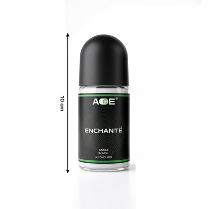 Wukusy Aoe Premium long-lasting unisex roll-on deodorant with green fragrance, 50ml bottle displayed with the cap off.