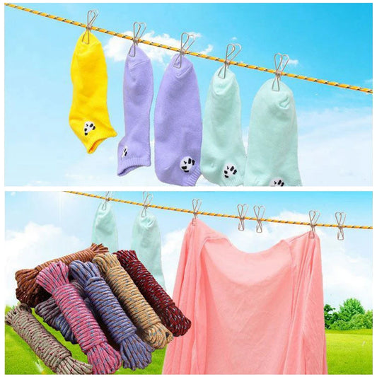 Wukusy 10-meter heavy-duty nylon laundry clothesline rope for outdoor camping or indoor drying, sturdy and portable for travel and crafts.