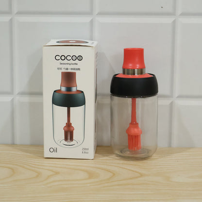 250 Ml Glass Oil Dispenser Bottle With Silicone Brush For Kitchen Cooking (1 Pc)
