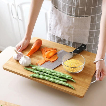 Wukusy large wooden chopping board for kitchen, ideal for cutting vegetables, fruits, and meats in home cooking.