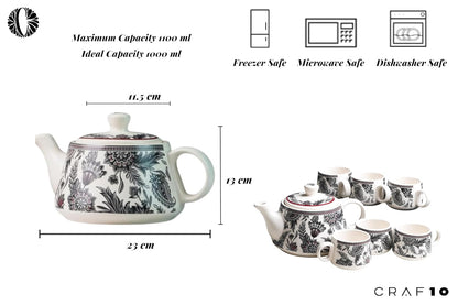 Handcrafted ceramic Stylo Black teapot and cup set for home and kitchen, featuring elegant design and durable ceramic construction.