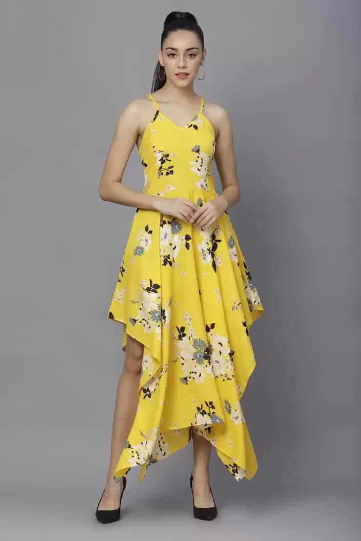 Drpshippr women's crepe floral drop waist dress from DARZI Women's Collection, featuring a feminine floral print and elegant drop waist.