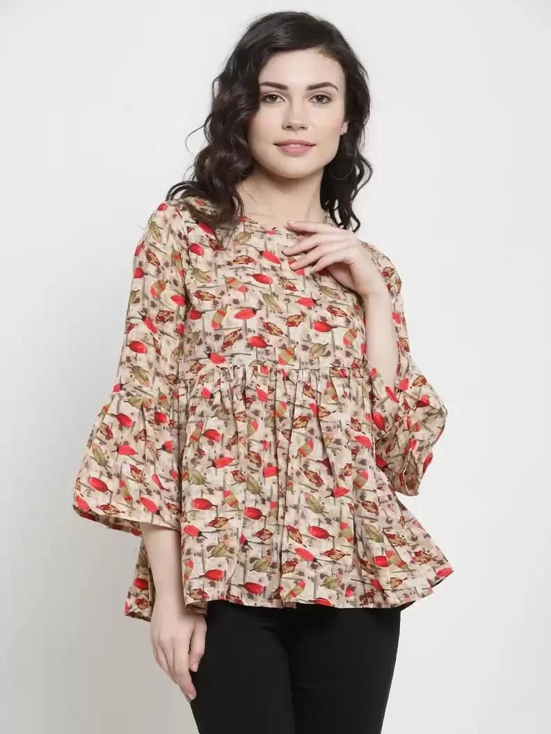 Drpshippr women's crepe floral top from the DARZI women's collection, featuring a stylish floral pattern and comfortable fit.