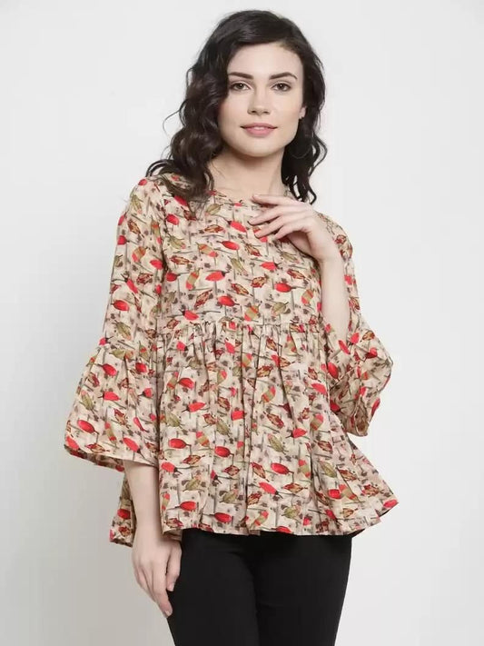 Drpshippr women's crepe floral top from the DARZI women's collection, featuring a stylish floral pattern and comfortable fit.