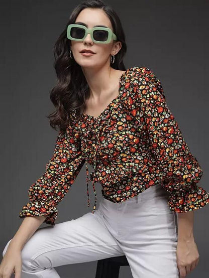 Women's printed crepe top from DARZI Women's Collection by Drpshippr, featuring a stylish design and comfortable fit.