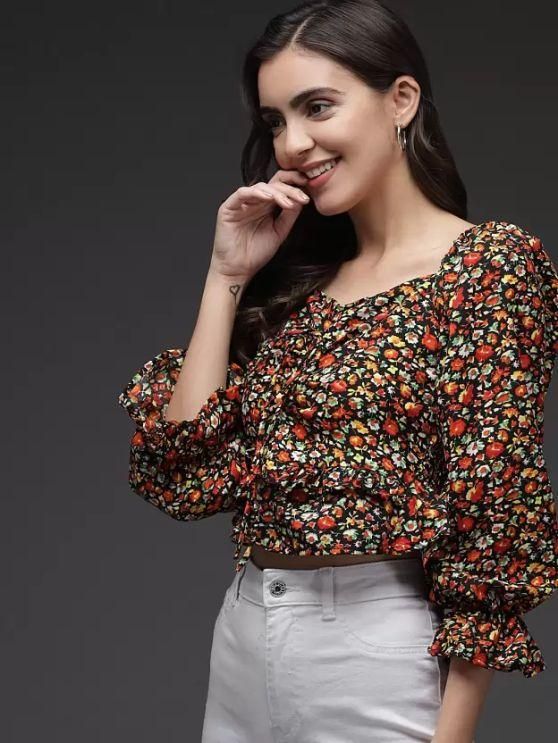 Drpshippr women's crepe printed top from the DARZI Women's Collection, featuring a stylish and comfortable design.