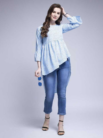 Drpshippr women's crepe printed top from the DARZI Women's Collection, featuring vibrant patterns and comfortable fit.