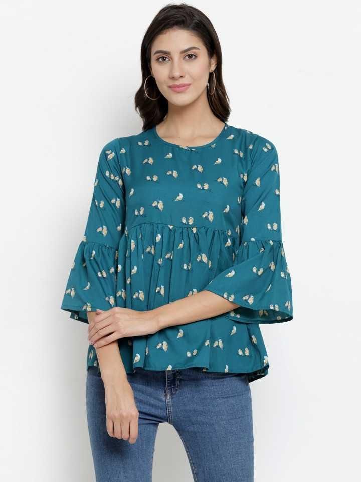 Women’s crepe printed top from Darzi Women’s Collection by Drpshippr, showcasing a stylish, patterned design with a comfortable fit.