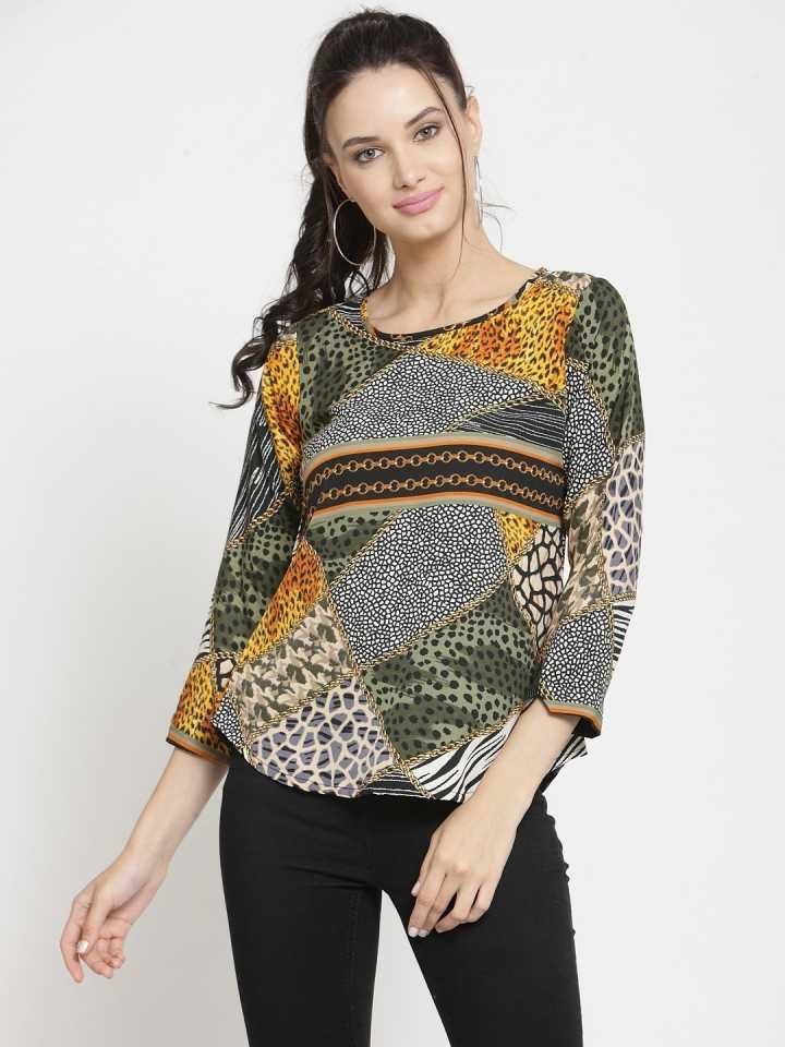 Women's crepe printed top from DARZI Women's Collection, featuring vibrant patterns and a stylish fit.