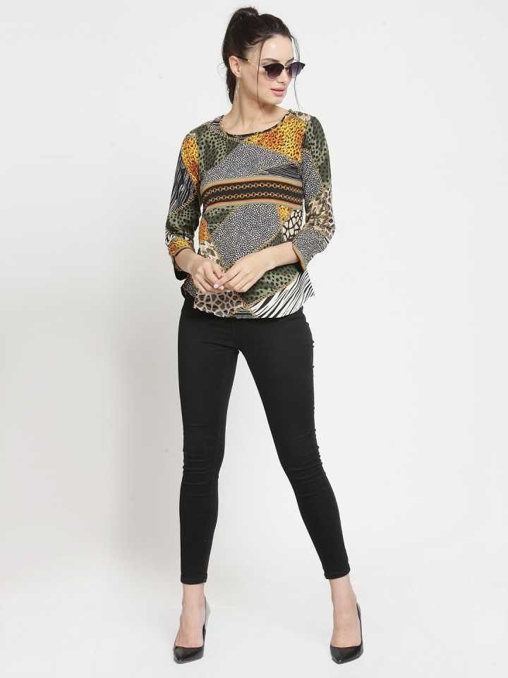 Darzi women's crepe printed top from Drpshippr's women's collection, featuring a stylish floral design and comfortable fit.