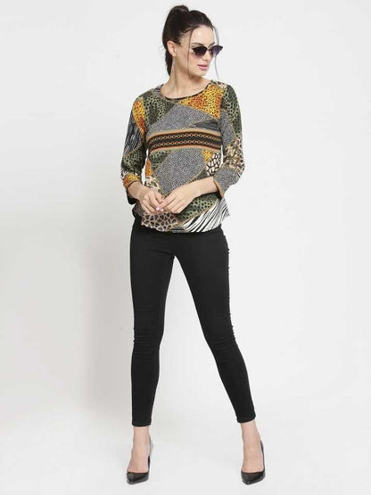 Darzi women's crepe printed top from Drpshippr's women's collection, featuring a stylish floral design and comfortable fit.