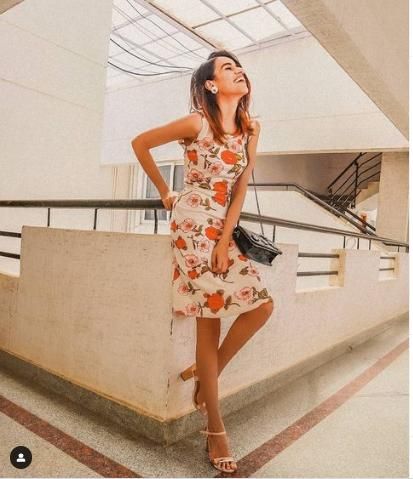 Women's floral A-line dress made from Lycra blend, featuring a stylish silhouette and vibrant floral pattern by Drpshippr.