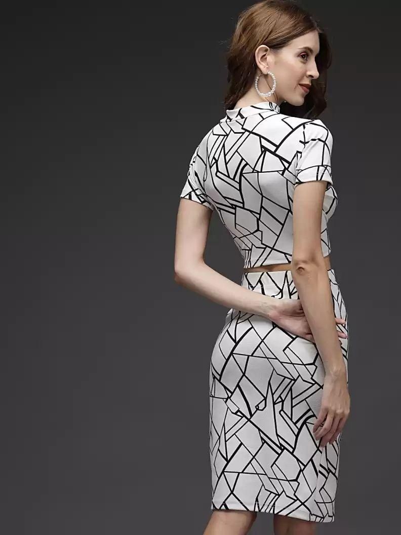 DARZI women's lycra blend printed top and skirt set from Drpshippr Women's Collection, stylish and comfortable outfit.