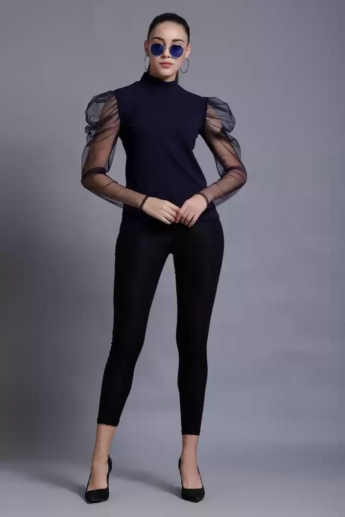 Darzi women's lycra blend solid top from Drpshippr's women's collection, featuring a fitted, versatile design in a solid color.