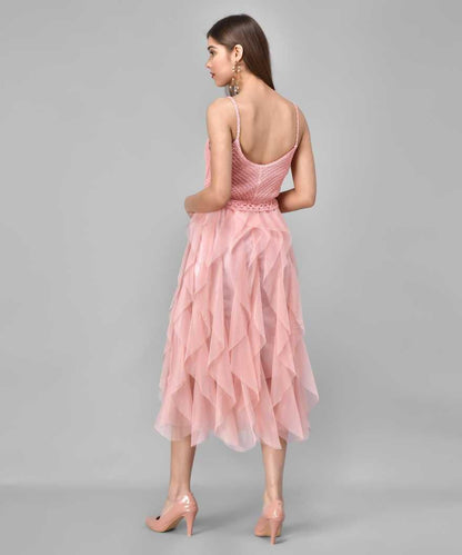 Drpshippr women's net solid fit and flare dress from DARZI Women's Collection, featuring a stylish, elegant design.