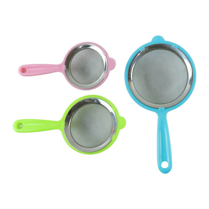 3-in-1 Mesh Tea Filter Strainer Set With Long Handles For Kitchen Use (3 Pc Set)