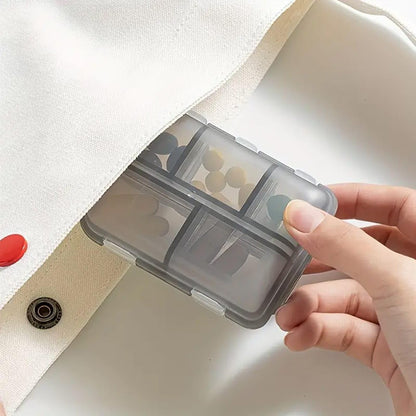 Drpshippr double layer pill organizer with multiple compartments for daily medication storage in a home and kitchen setting
