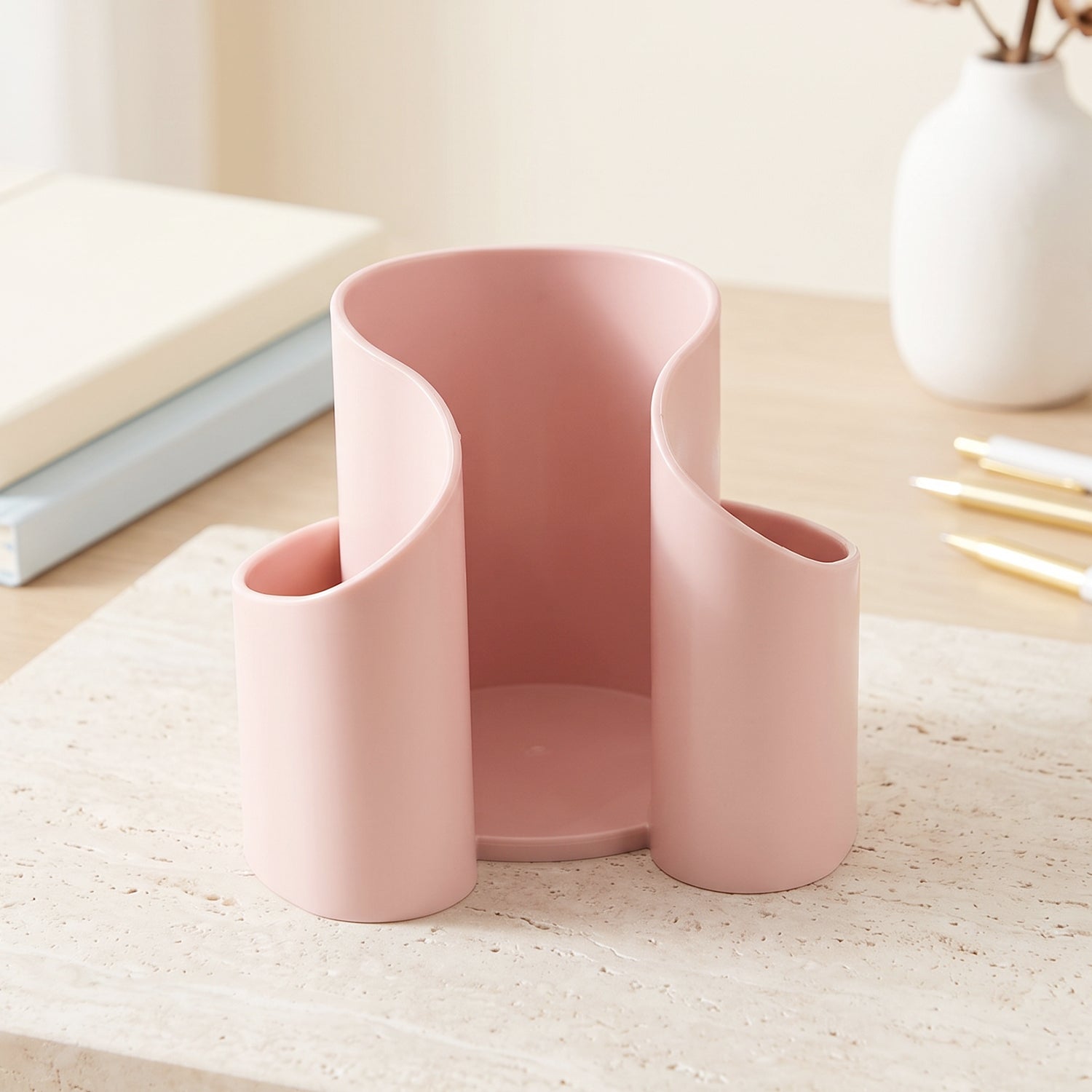 Plastic Cosmetic Desktop Organizer Caddy For Cotton Pads And Makeup (1 Pc)