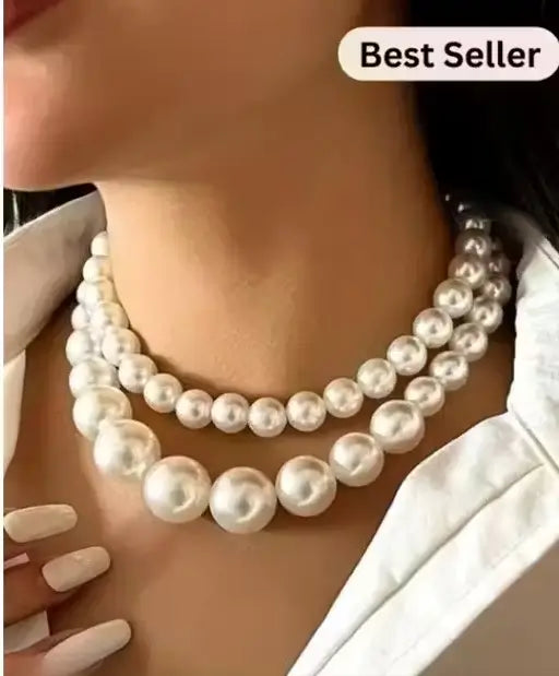 Latest Design Artificial Pearl Mala 2 Layer with Earring – Imitation Jewellery Set