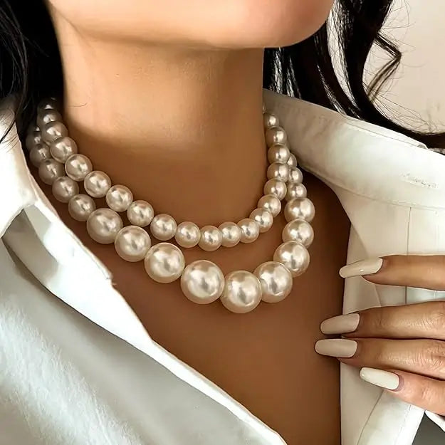 Latest Design Artificial Pearl Mala 2 Layer with Earring – Imitation Jewellery Set