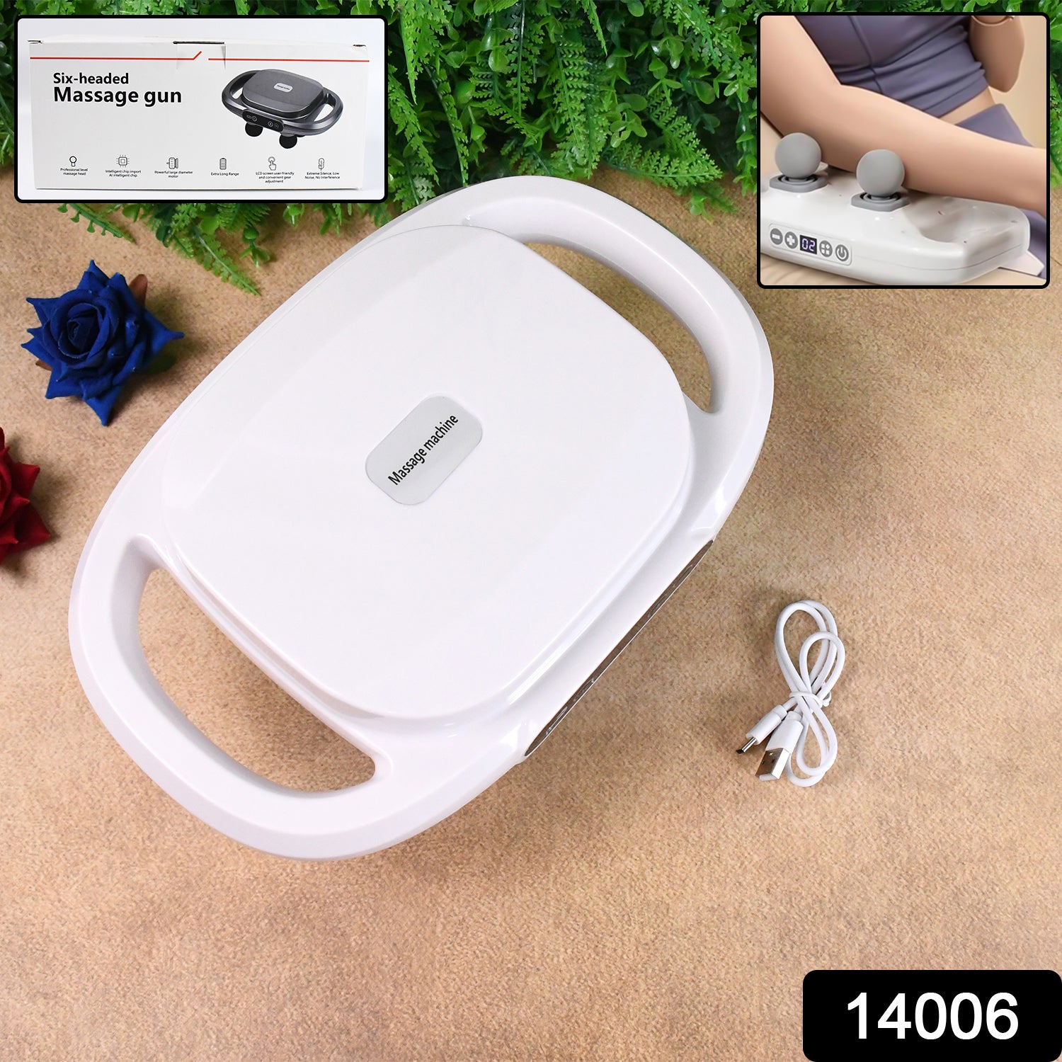 Wukusy 4-head massage gun machine for pain relief with ergonomic handle and multiple attachment heads for targeted muscle therapy