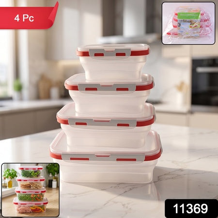 Collapsible Food Storage Container Set Airtight Foldable Lunch Box (4 Pc Set)