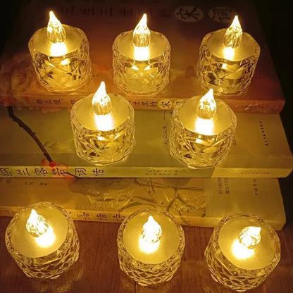 Wukusy 24-pack flameless acrylic LED tea light candles for home decor, festive lighting for Diwali, Christmas, and celebrations